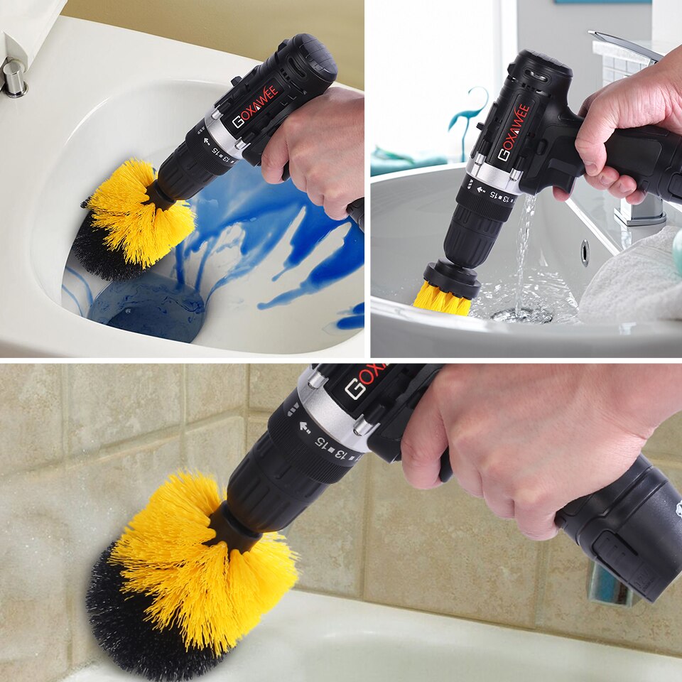 GOXAWEE-cepillo limpiador eléctrico, 3 uds., para destornillador eléctrico, taladro, Alfombra de cristal, neumáticos para bañera, pinceles de pulido de nailon