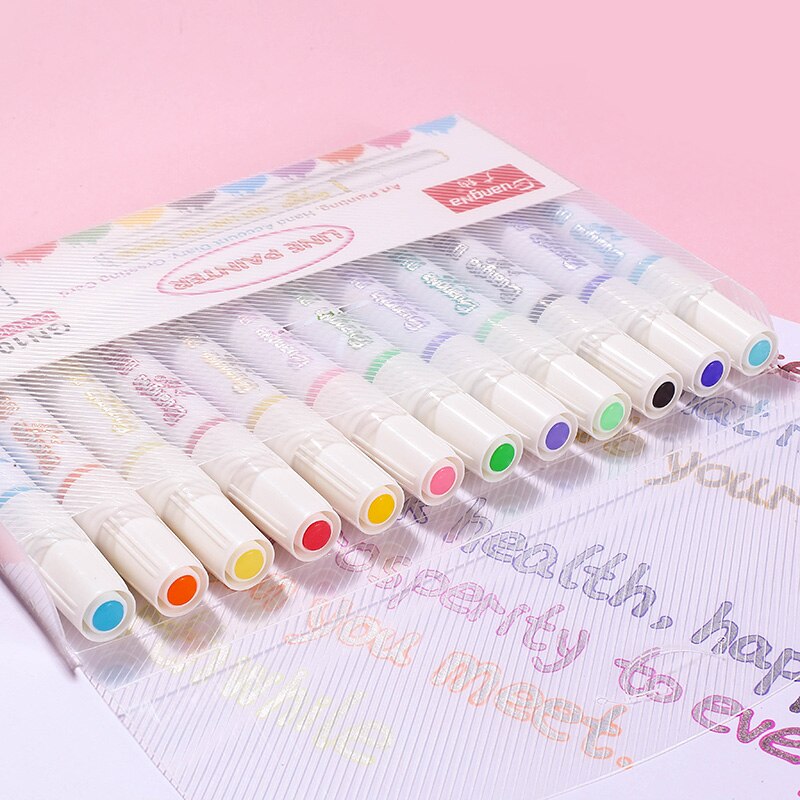 12 pièces/ensemble stylo Double ligne couleur métallique contour magique marqueur stylo Album de bricolage stylos de marquage pour la peinture fournitures scolaires de bureau: Default Title