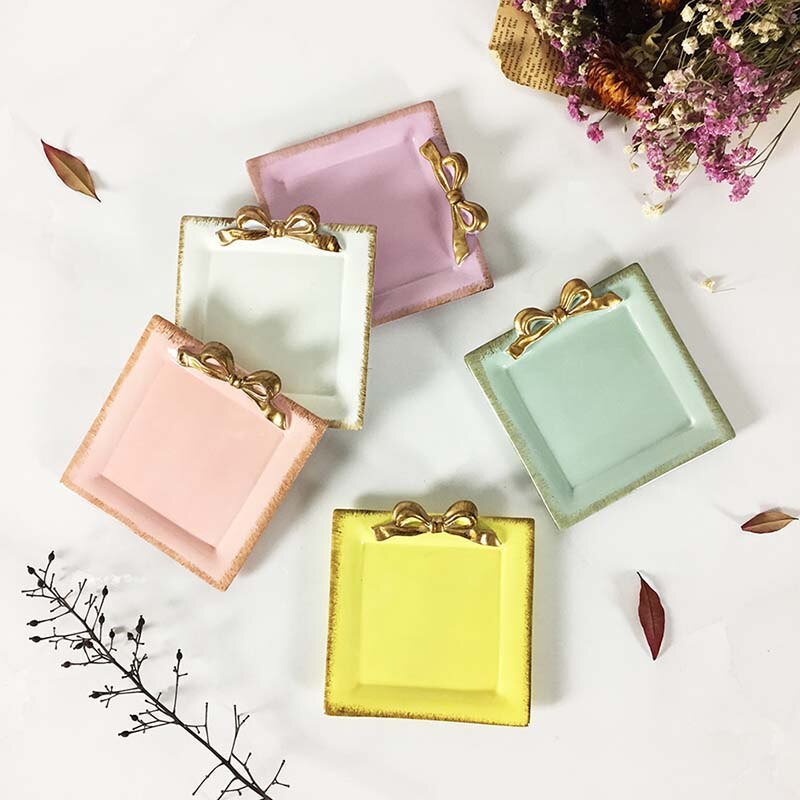 Nis retro hars opberglade snoepkleurige sieraden strik ketting dessert opbergbord thuiskantoor desktop decoratie mini lade