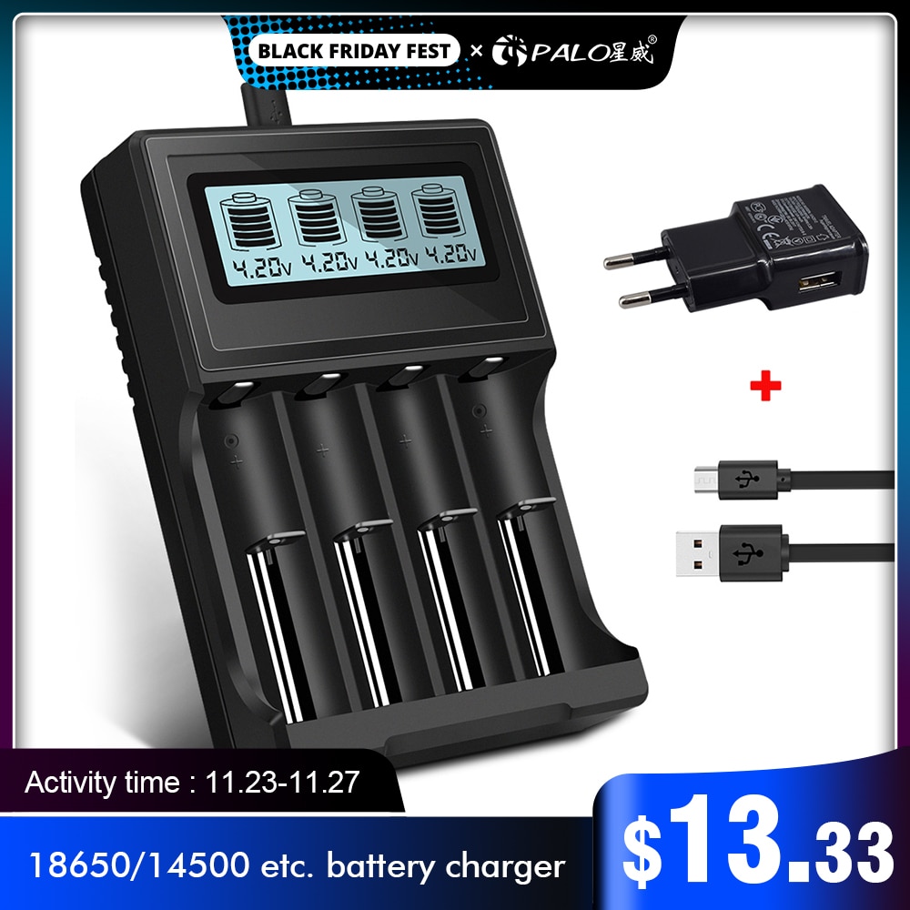 PALO 3.7V 18650 16340 14500 18500 lithium Battery Charger USB smart charger for 18650 rechargeable battery charger