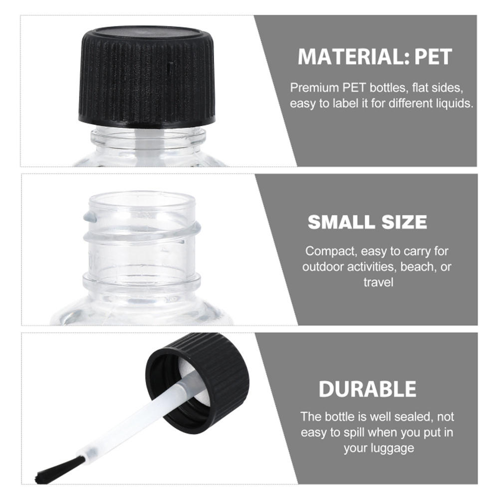 Plastic Nail Polish Bottles Touch Up Refillable Jars Leakproof Storage Liquid Paints Pots With Brush Cap DIY Crafts Containers