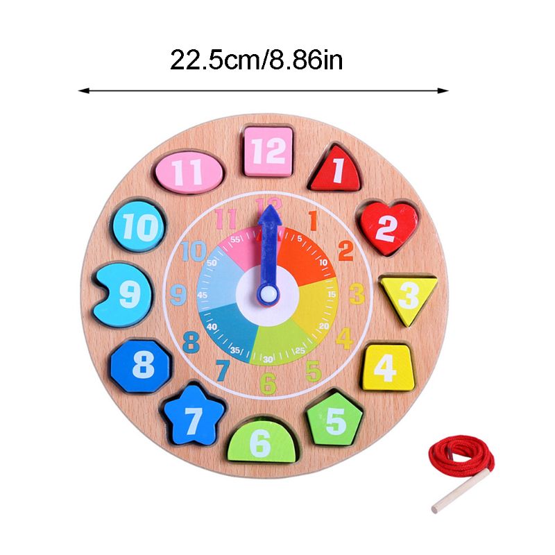 Orologio in legno di Apprendimento Educativo di Smistamento di Puzzle Orologio Cognizione Gioco Giocattolo Per Bambini N1HB