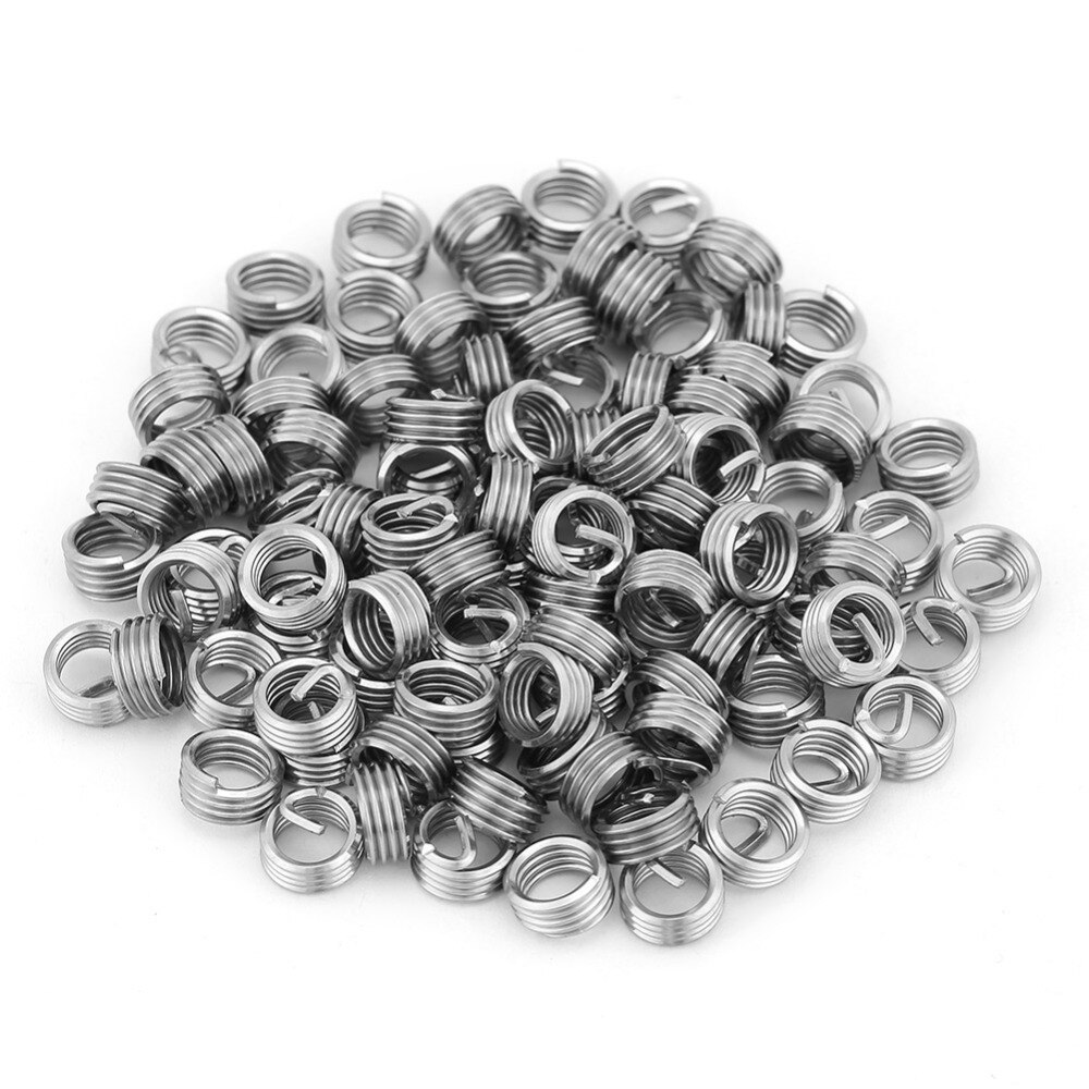100pcs/set M6 Screws Thread Inserts Stainless Steel Coiled Wire Helical Screw Thread Inserts M6 x 1.0 x 1D Length Hardware