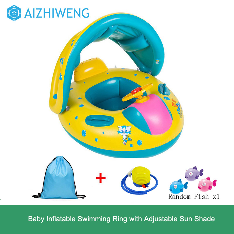 Baby Zwembad Float,Baby Opblaasbare Zwemmen Ring Met Verstelbare Zonnescherm
