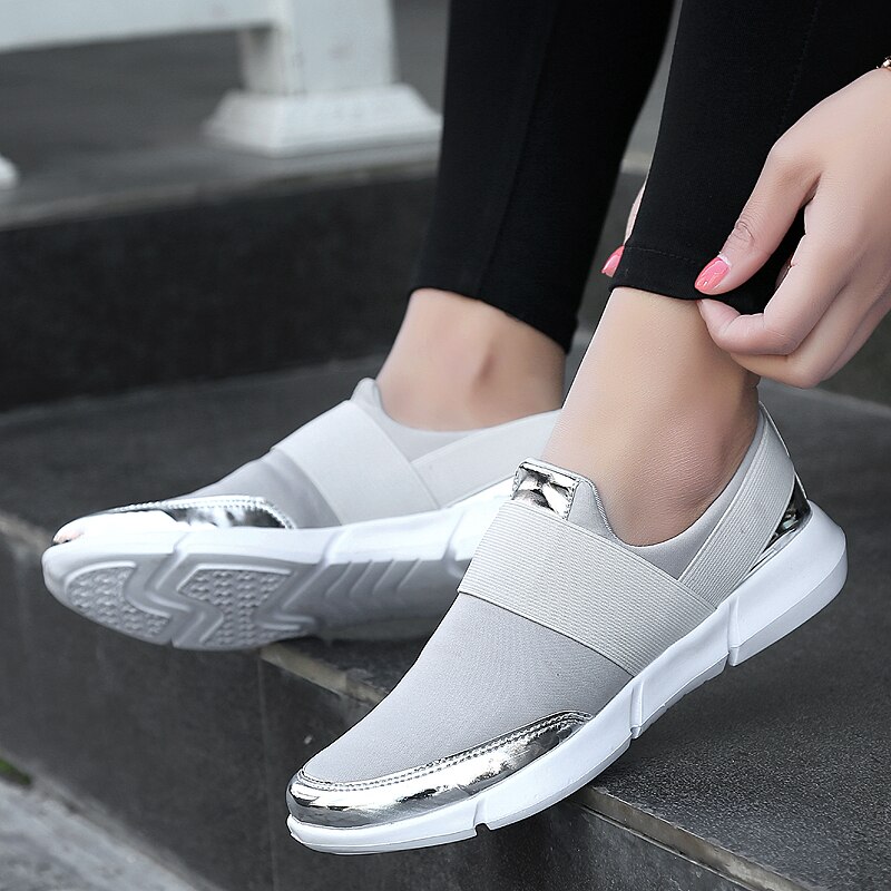 Kvinder vulkaniserede sko damesneakers slip on flats sko dame loafers walking sneaker kvinde plus str.
