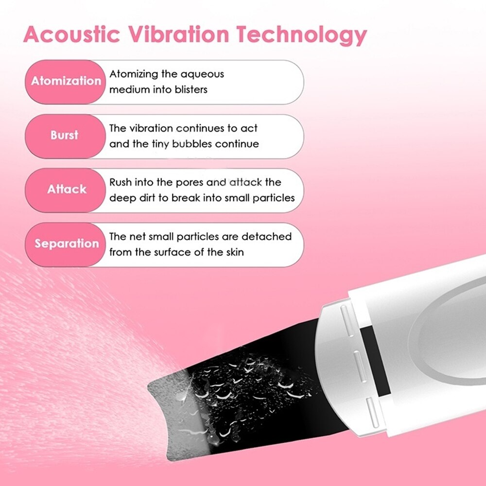 Skin Scrubber Facial Skin Scrubber Electric SPA Gentle Blackhead Remover Ultrasonic Facial Cleaner Spatula Face Lifting Massager