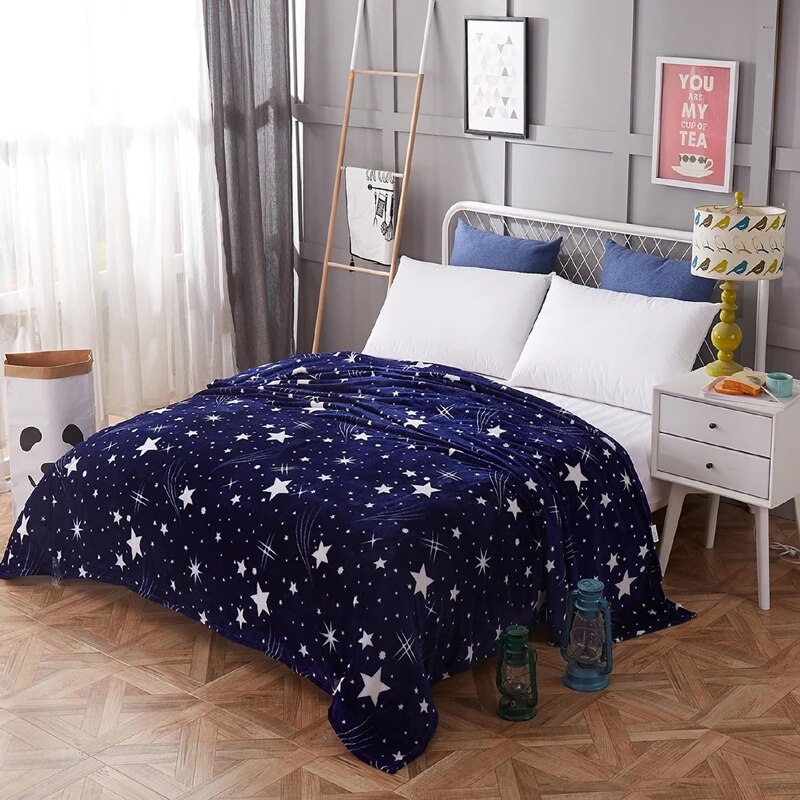 Soft Polyester Brushed Microfiber Printed Blankets Bedding Set Modern Style Cover Pillowcase Bed Linings