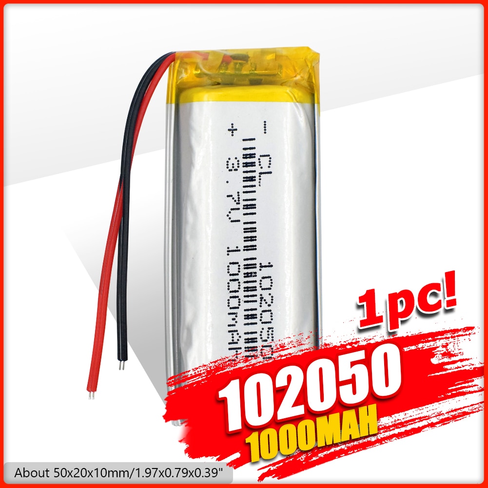 1/2/4x Oplaadbare 3.7V 1000Mah Lipo Batterij 102050 Lithium Polymeer Li-Polymeer Batterij Met pcb MP3 MP4 MP5 Gps Bateria: 1 piece