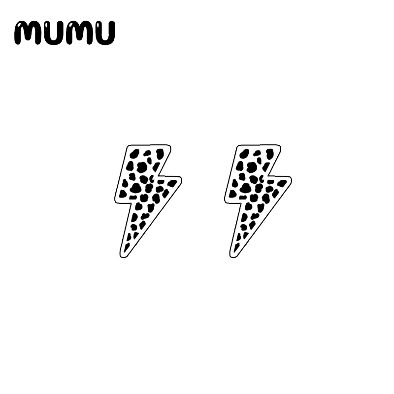 Koe Print Nageloorring Epoxyhars Sieraden Zwart Wit Acryl Oorbellen Handgemaakte Meisje: Imitation Rhodium Plated