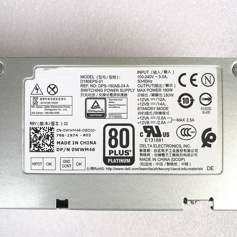100% test for power supply for 3050 5050 7050 H180AS-02 D180EPS-01 9YN07 DP3DV 82DRM 7PC8X 180W 6+4pin Work Good