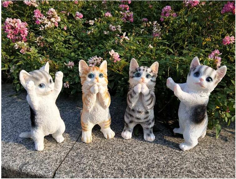 Statue de chat en résine, décoration de jardin, Figurines de Villa, balcon, Sculpture d&#39;extérieur, artisanat