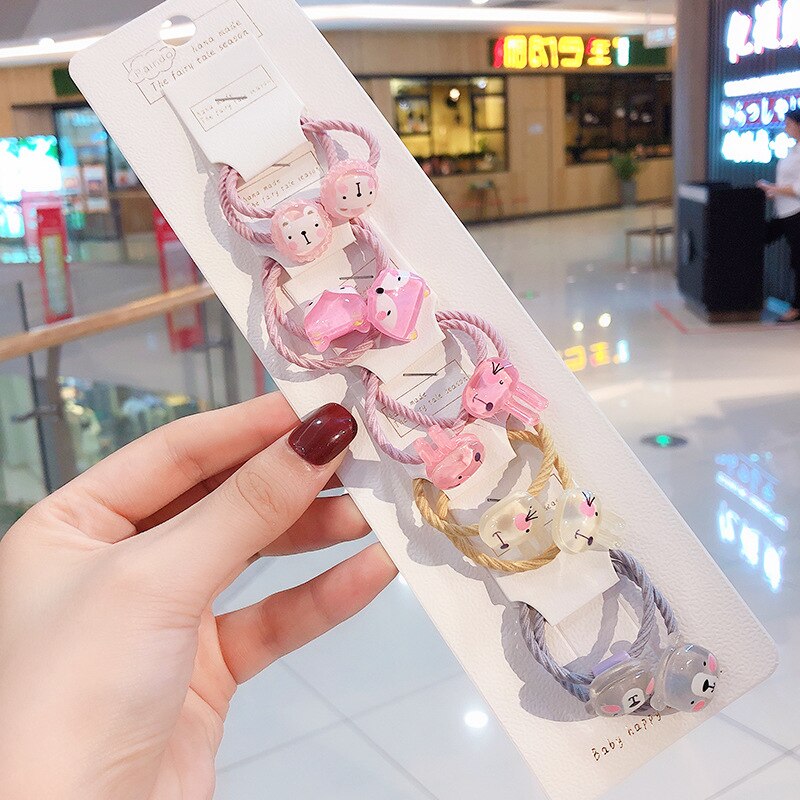 10 Stks/set Baby Meisje Kids Hoofddeksels Leuke Cartoon Fruit Dier Elastische Haarbanden Hoepel Hoofd Touw Paardenstaart Houder Haaraccessoires