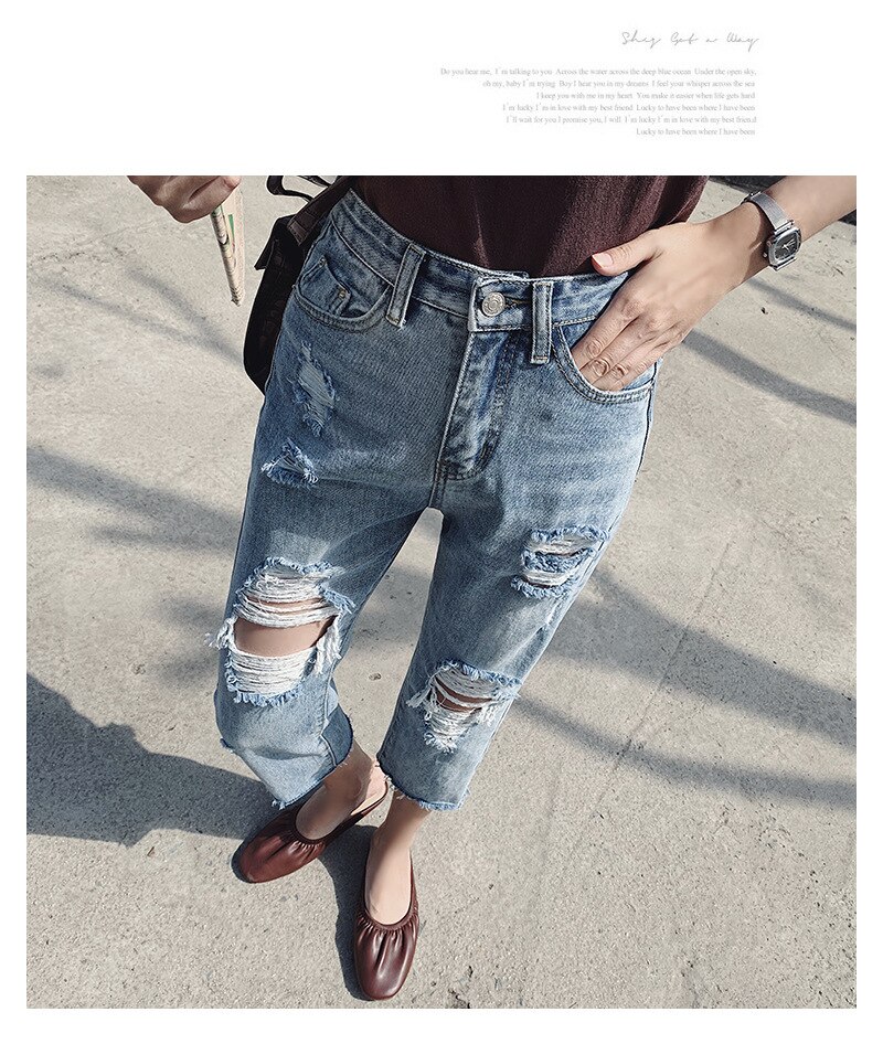 Sexy déchiré jean pour femmes pantalon Vintage taille haute jean Femme ample Streetwear grande taille trou Denim jean 4XL