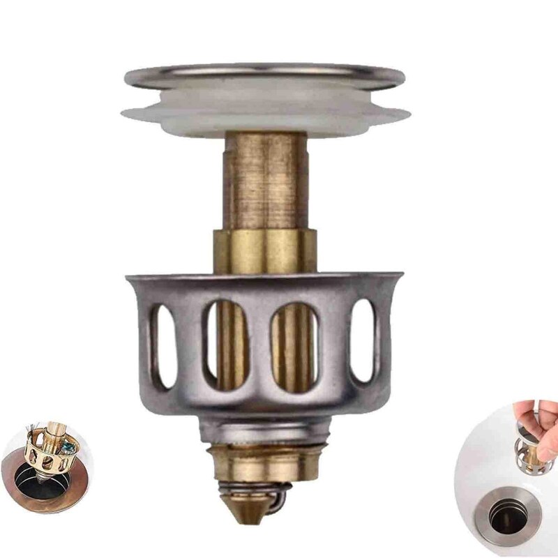 Universal Wash Basin Bounce Drain Plug Pop-up Bathroom Sink Draining Filter