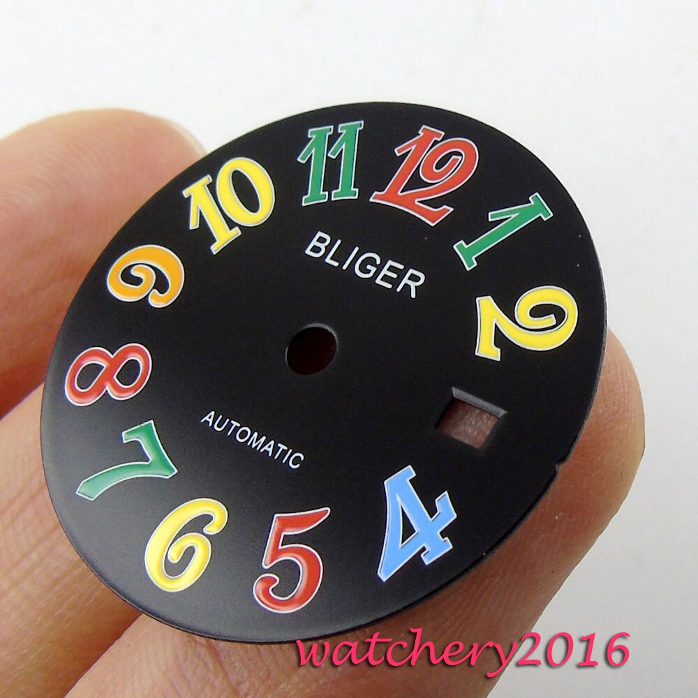 28.5mm Bliger zwarte wijzerplaat ingekleurd marks fit DG3804 8205 8215 beweging heren Horloge wijzerplaat