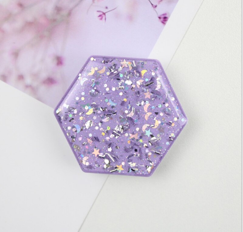 Zeshoekige gladde epoxy multifunctionele telefoonhouder met gripbevestiging, airbagbeugel voor mobiele telefoon en kleine tafel.