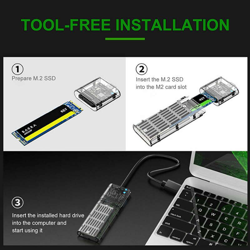 M.2 NGFF SSD SATA To USB 3.0 External Enclosure Storage Aluminium Case Adapter