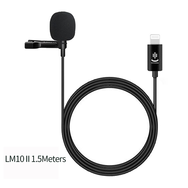 Mikrofon yc -lm10 ii lavalier lyn mikrofon 1.5m 3m 6m kabel til iphone xs xr x /11/8/8 plus /6/7 plus ipad: Yc -lm10 ii 1.5m