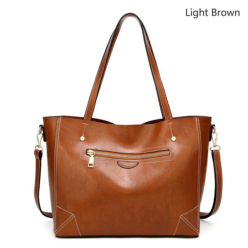 nuevos bolsos de bolso bandolera bolso de mano de gran capacidad bolso de negocios de cuero: Light Brown