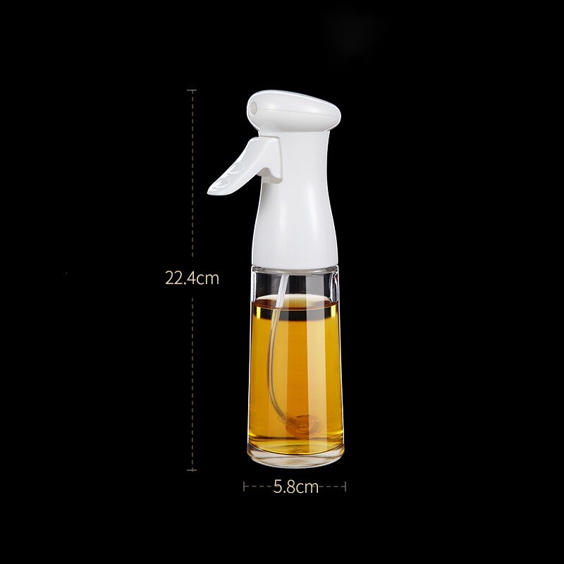 Pulverizador de aceite de oliva de vidrio para cocina, dispensador de aceite para hornear, vinagre, pulverizador de niebla para barbacoa, botella de almacenamiento con pulverizador de aceite de cocina de 200ml: White