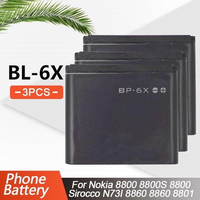 1-5 stk 3.7v 700 mah bp -6x bp 6x bp6x erstatnings telefon batteri til nokia 8800 8800s 8800 sirocco  n73i 8860 lithium batteri: 3 stk