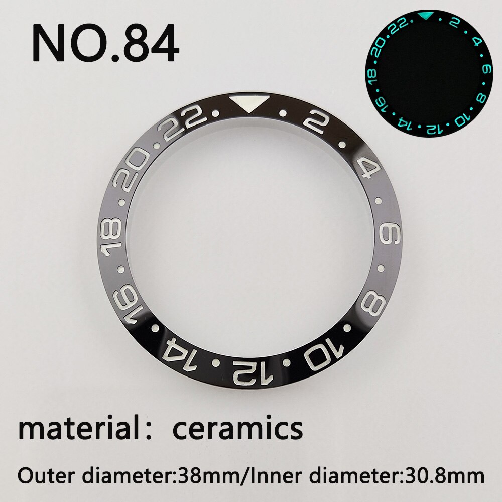 38*30.8mm Sloping Super Luminous Ceramic Bezel Insert Divers Replacement of watch accessories parts: NO.84