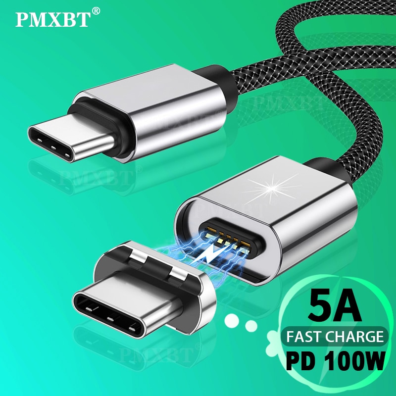 Magnetische USB Typ C PD Kabel Doppel USBC Männlichen Zu Männlichen 5A 100W Super Schnelle Ladung Für Macbook ipad Profi Huawei Typ-C zu USB-C Schnur