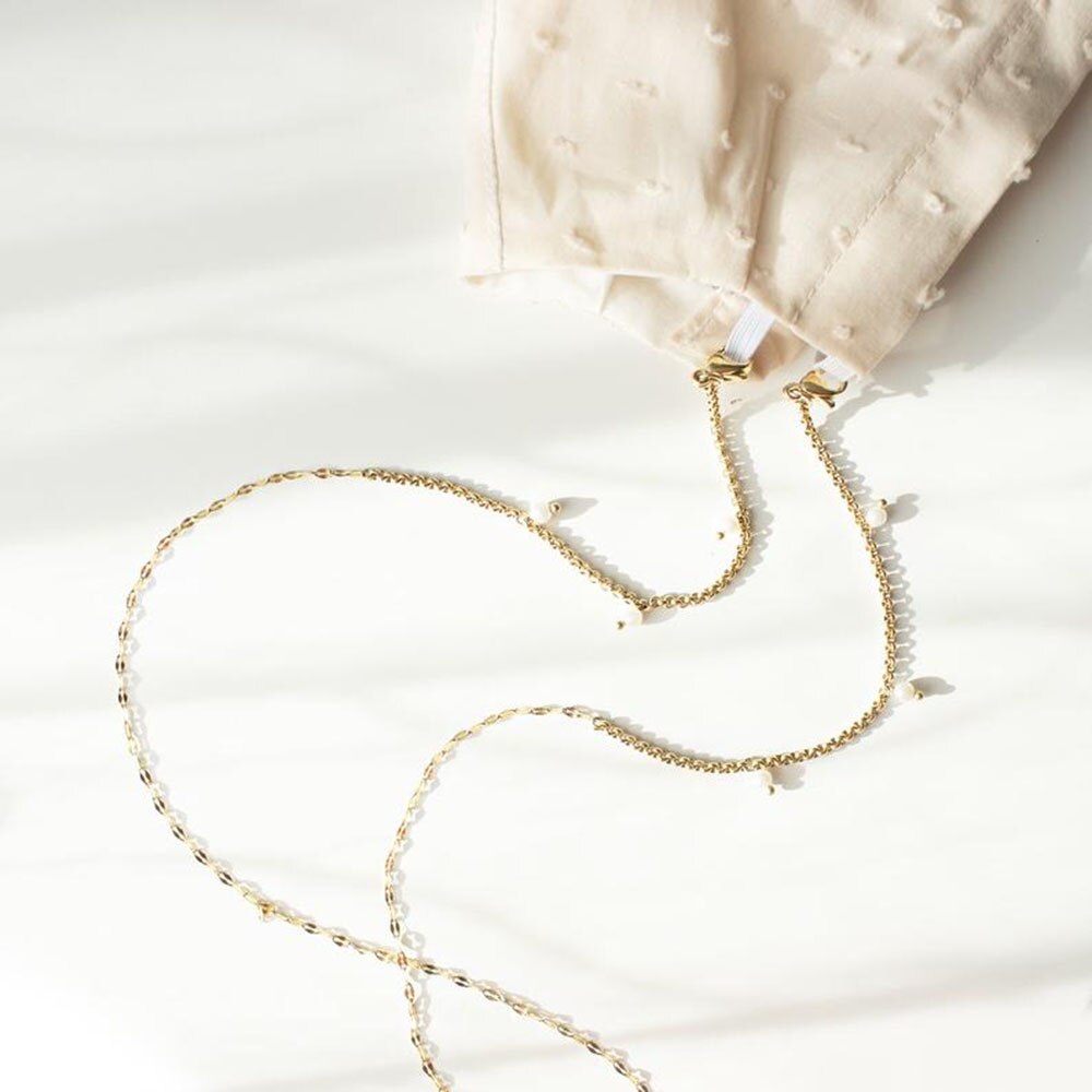 Aankomst Metalen Ketting Parel Masker Ketting Glazen Ketting Mode Eenvoudige Anti-Verloren Decoratieve Ketting Dames Party