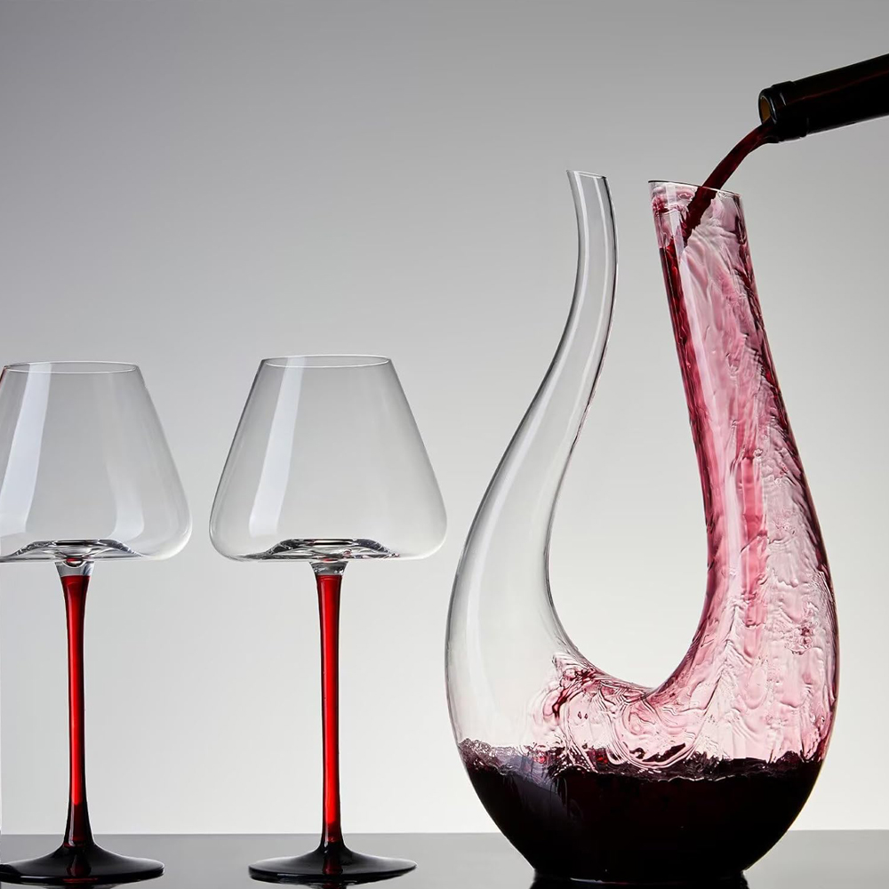 Vinkaraffel, rødvinskaraffel, vinlufter ,100%  håndblæste blyfri krystalglas, vinkarafler og karafler, vin