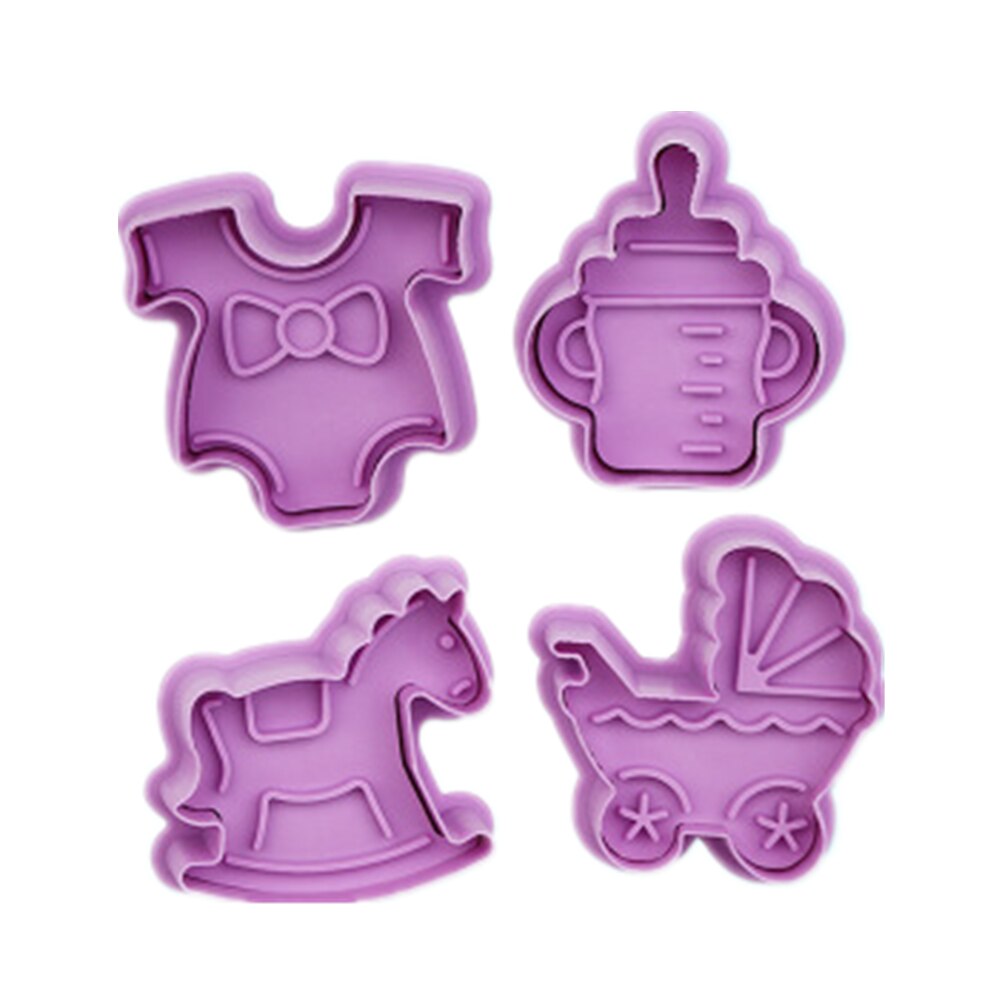 4Pcs/Set Cake Cookie Plunger Cutters Fondant Cake Molds Vehicles Theme (Trucks,Tractor,Forklift) Cake Decorating Baking Tools: LGE 4PCS B