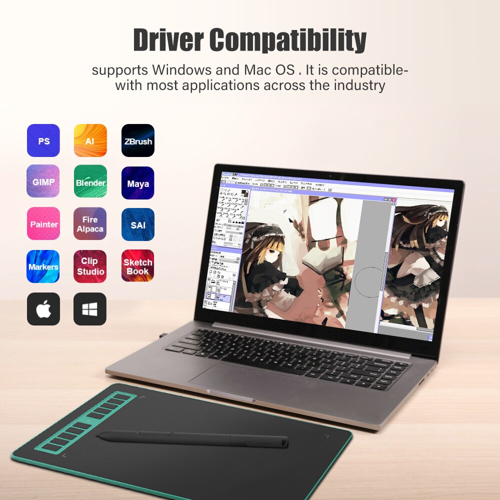 P3 10 "* 6" tavoletta grafica professionale per la scrittura di disegni Osu penna digitale senza batteria a 8192 livelli per PC androide finestre mil