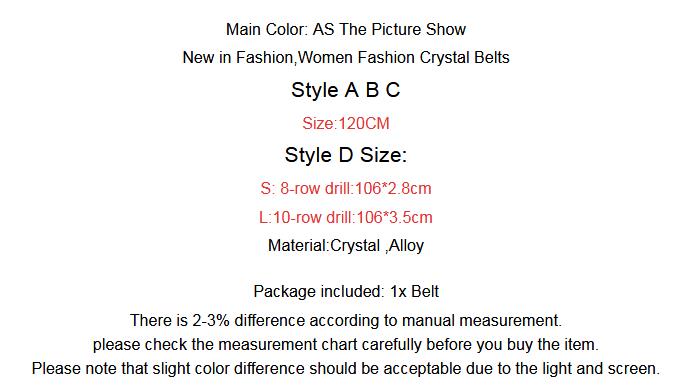 Damebelter 10 rader hel rhinestone skinnende linning tilfeldig festkjole beltekjede