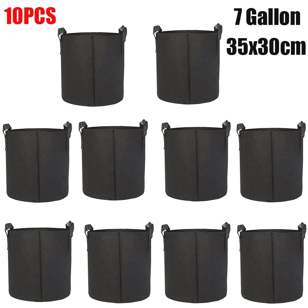 Bolsas de fieltro para cultivo, maceta de tela para jardinería, cultivo de verduras, jardín, flores, 5/10 piezas, 3/7/10 galones: 10pcs 7gallon
