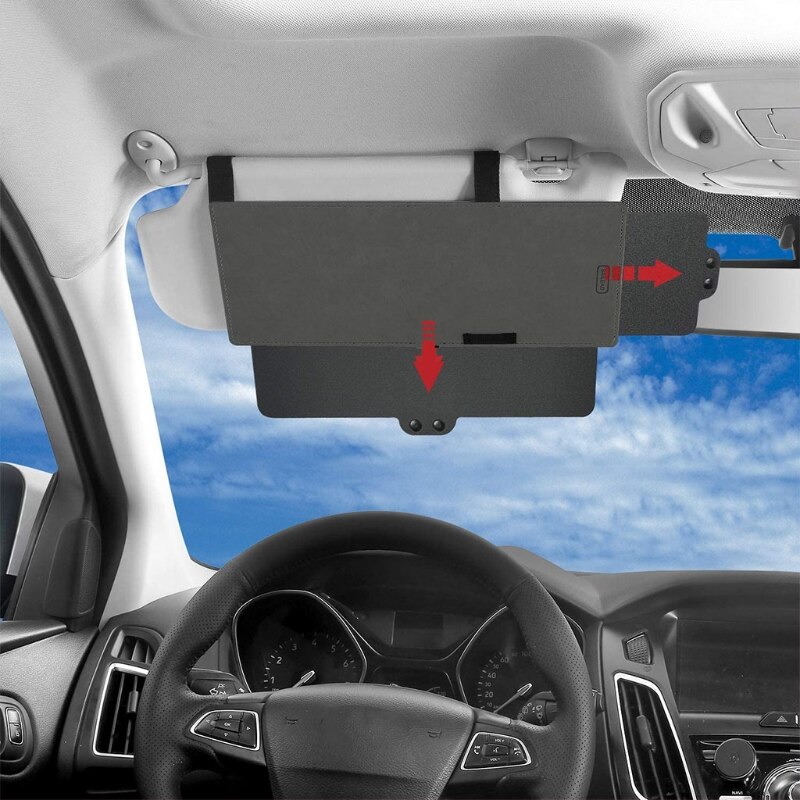 Auto Anti-Glare Zon Blocker Pu Leer Anti-Dazzle Intrekbare Zonneklep Voor Voorstoel Bestuurder Of Passagier veiligheid