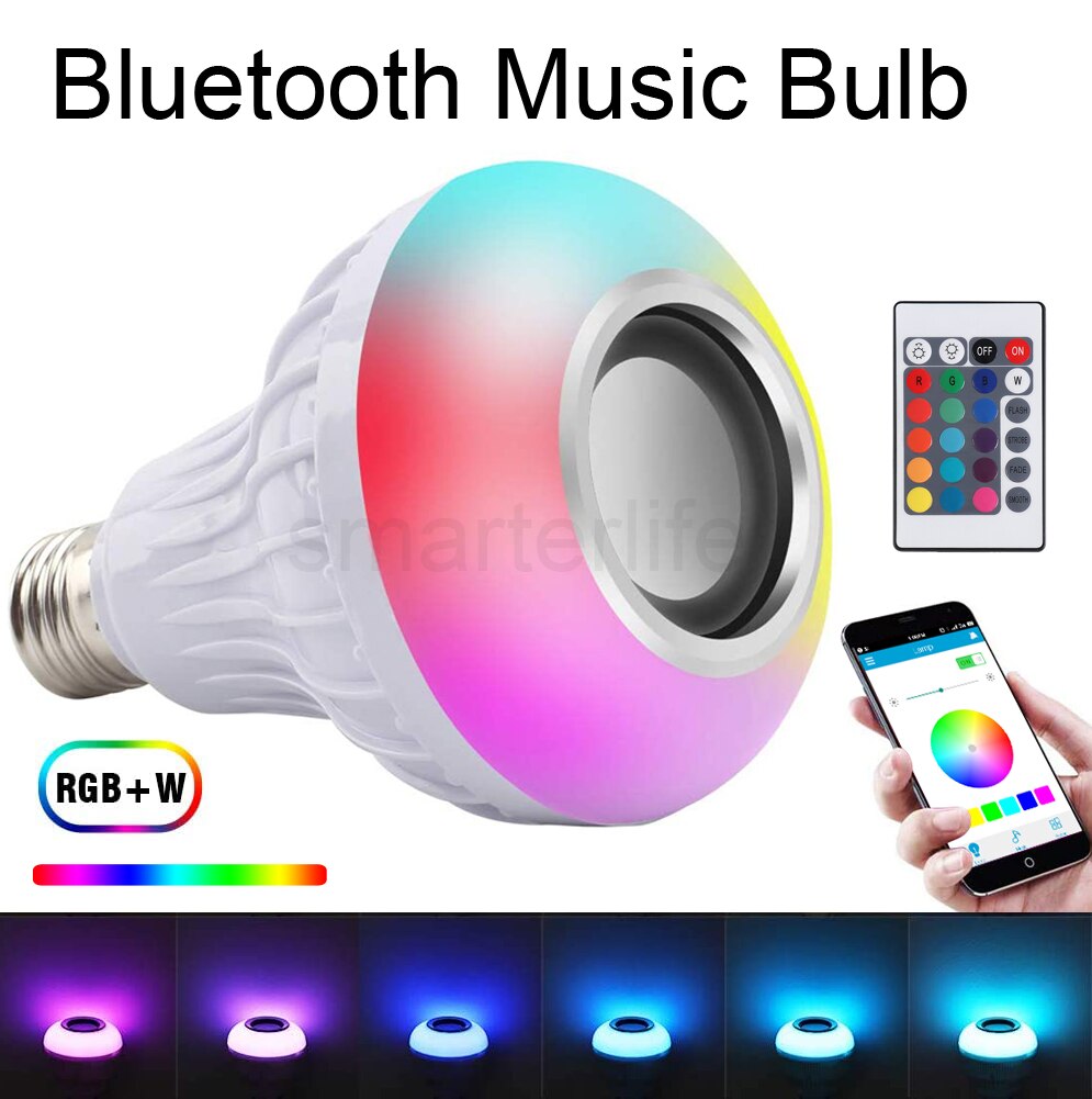 Smart Rgb Bluetooth Speaker Lamp Verstelbare Muziek Led Licht Draadloze Afstandsbediening App Controle Rgb + Wit E27