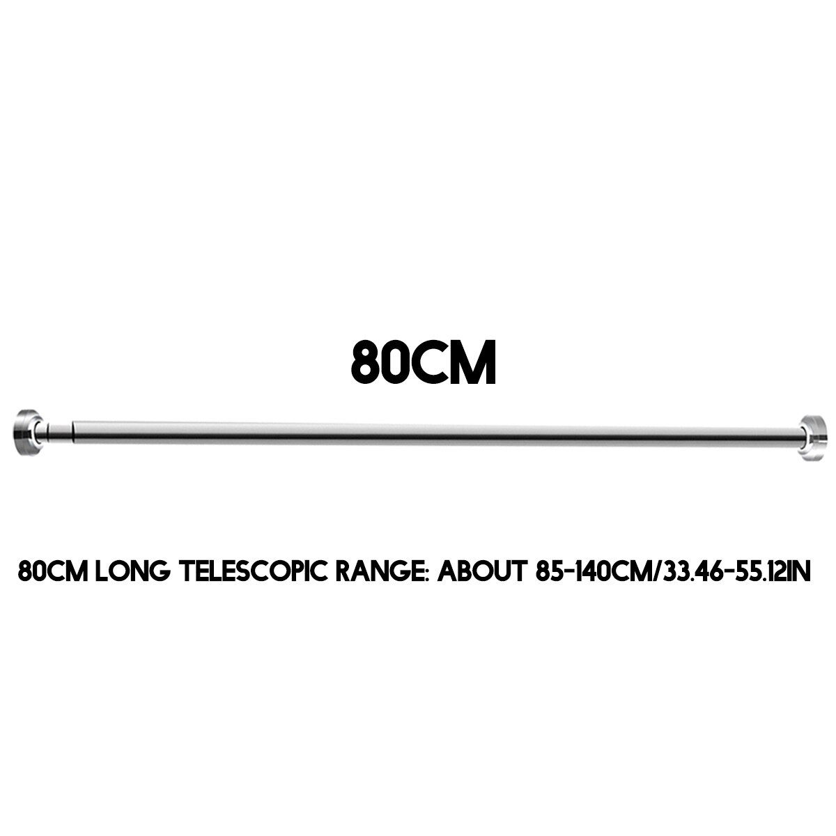 50CM-150CM Shower Curtain Rod Curtain Pole Adjustable Stainless Steel Spring Tension Rod Rail for Clothes / Towels / Curtains: 80cm