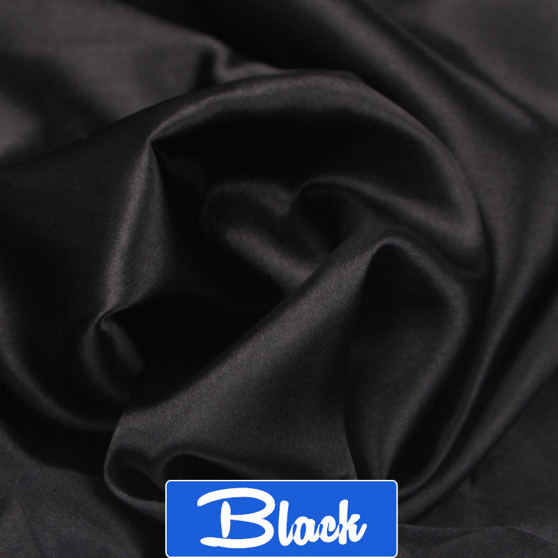 100cm*150cm 16 farger silke og satengstoff satengfarge butylsilke boksfôr lieb skinnende stoffer klær sying ensfarget: Svart