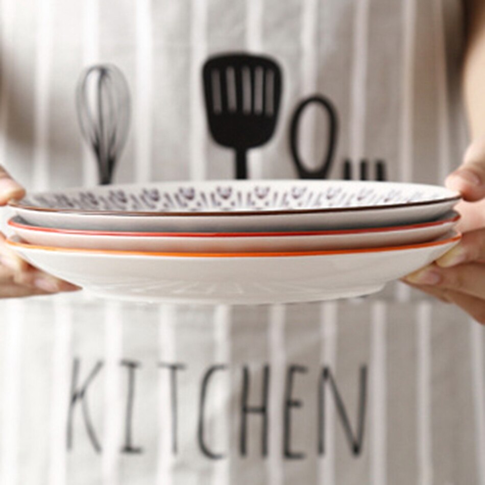 Japanese Style 8 inch Simple Household Round Shallow plate ceramic plate food dinner plates Steak Dishes pratos vaisselle piatti