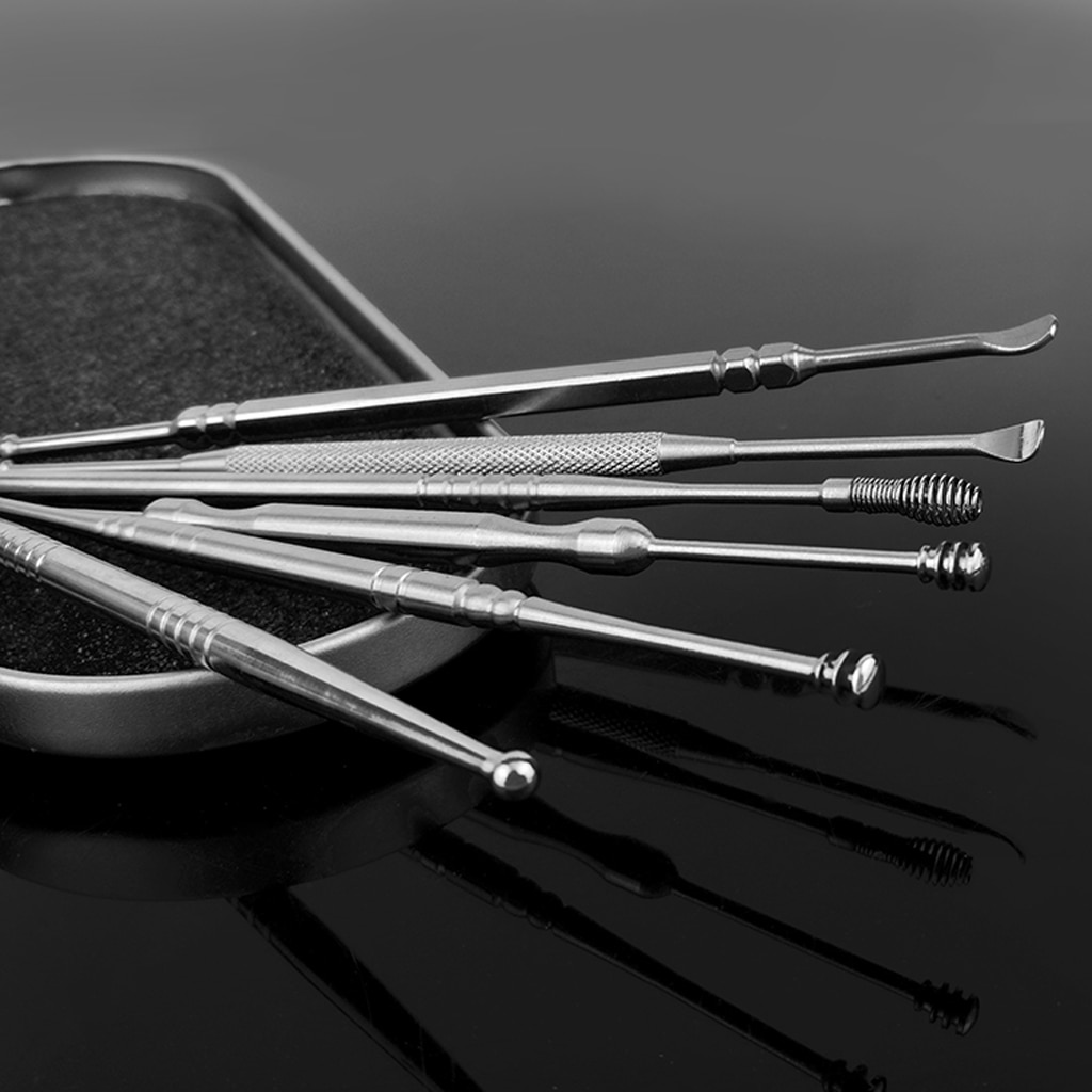 6 Pcs Portable Stainless Steel Ear Cleaning Tool Safety Earwax Removal Kit for Adults Kids