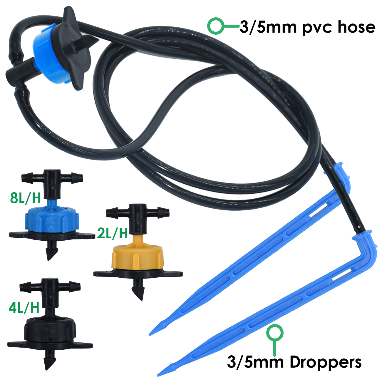 KESLA 10-100M Irrigation Watering System Kit 4-Way 2-Way 8L Drip Arrow Transmitter Dripper Sprinkler Potted Planting Greenhouse