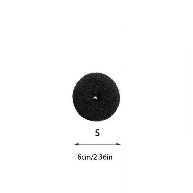 Donut de espuma mágica para hacer moños en el pelo, anillo grande fácil, herramientas de estilismo para el cabello, accesorios para el cabello para niña y mujer: Black-S