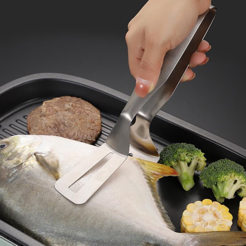 Stainless Steel Steak Clip Anti-scald Fish Shovel Kitchen Serrated Clip Food Clip Bread Steak Clip BBQ Tool Kitchen Utensils