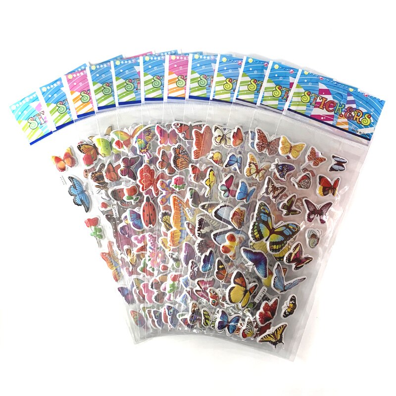 12 hojas/juego de pegatinas de dibujos animados 3D con de peces marinos para niños, pegatinas para álbum de recortes de PVC con burbujas para niños y niñas, bonito: Blanco