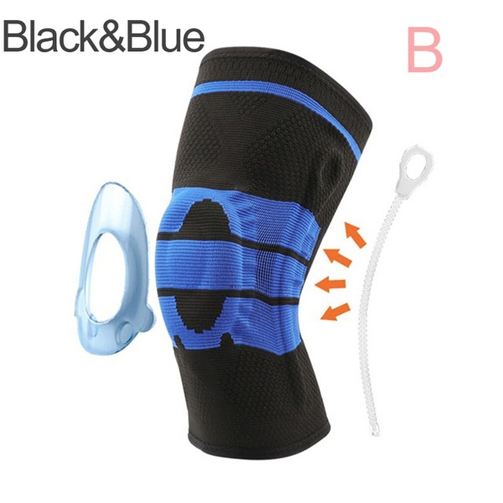 1 pcs Knee Protector Brace Silicone Spring Knee Pad Basketball Running Compression Knee Sleeve Support Sports Kneepads: Red / XL