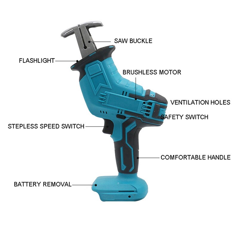 Mini scie électrique sans fil scie alternative coupe du bois bricolage scies électriques outil avec 4 lames de scie pour batterie 18V