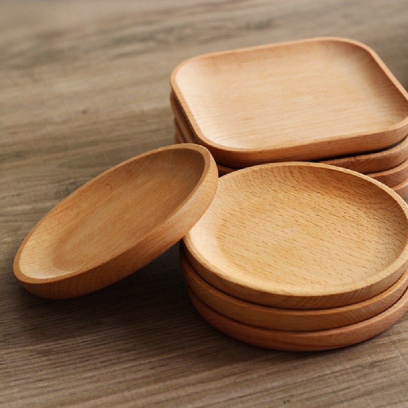 Ronde/Vierkante Houten Plaat Beuken Plaat Bakken Dessertbord Keuken Benodigdheden Koffie Dienblad Thee Bekerhouder Sushi Plaat Brood schotel