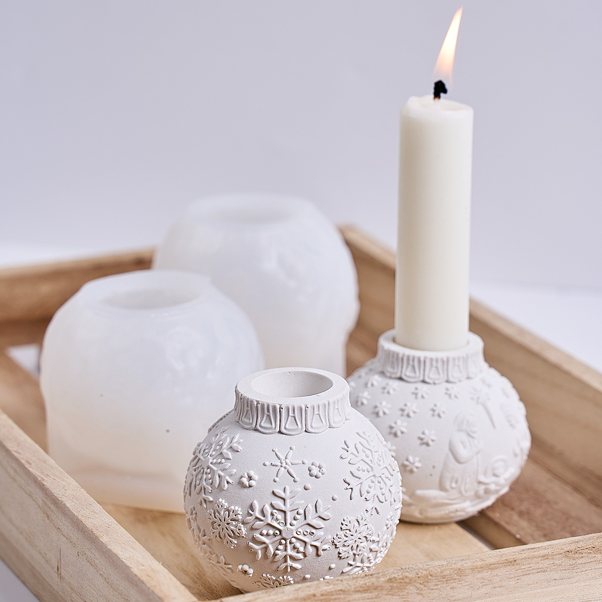 Forma Silikonowa Świecznik Świąteczny Seria Wzór Wytłaczany Płatek Śniegu Kwiat Miłość i Pokój Gwiazda Gips Beton Forma robić Odlewania Dekoracja Domu