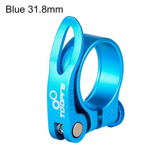 1 Set Stevige Fiets Zadelbuisklem Cnc Proces Snelsluiting Mountainbike Zadelbuisklem Aluminium Fiets onderdelen: Blue 31.8mm