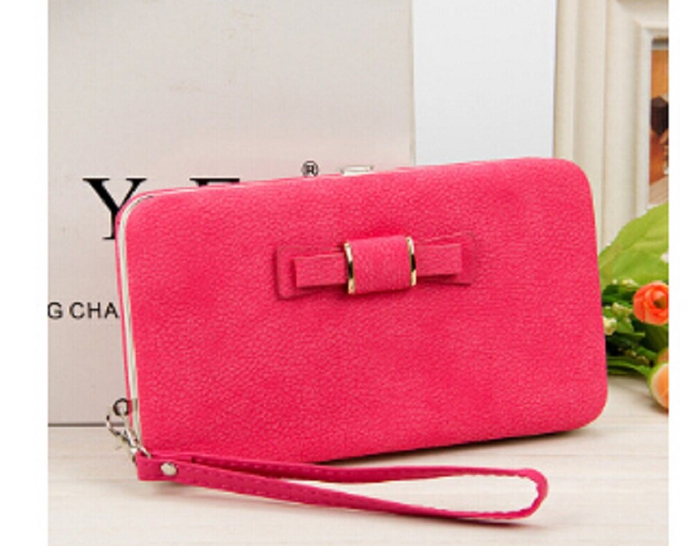 Wallet's Women Long Card Hold Bow knot Large Capacity Lunch Box Cellphone Solid Pocket Purse: Red