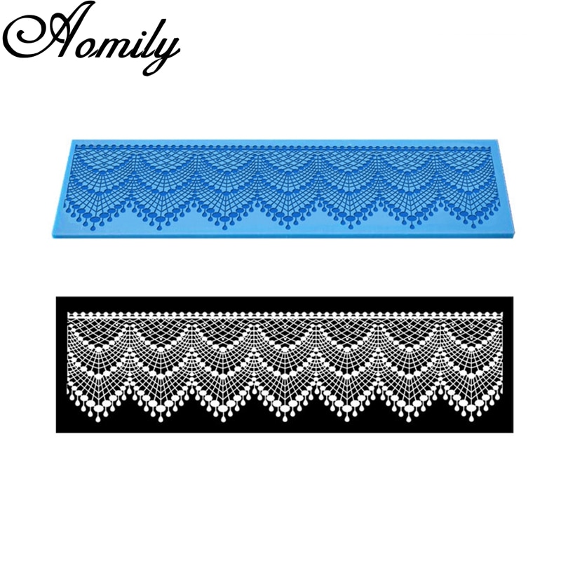 Aomily 40*12 Cm Kant Surround Wedding Cake Siliconen Rand Kant Fondant Mal Mousse Sugar Craft Icing Mat Pad gebak Bakken Tool